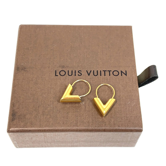 LOUIS VUITTON Pierce M61088 Gold Plated gold logo Hoop Earring Essential V