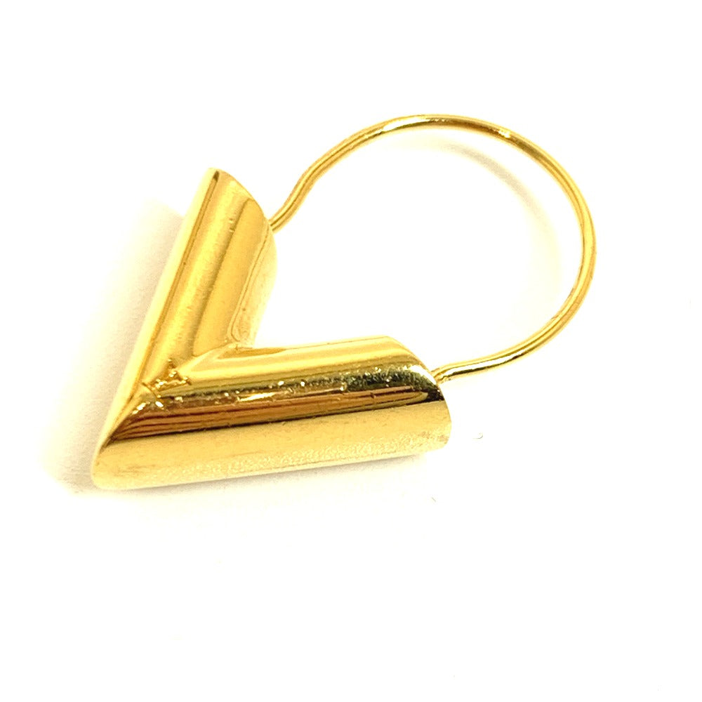 LOUIS VUITTON Pierce M61088 Gold Plated gold logo Hoop Earring Essential V