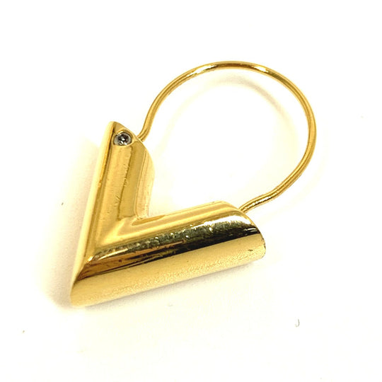 LOUIS VUITTON Pierce M61088 Gold Plated gold logo Hoop Earring Essential V
