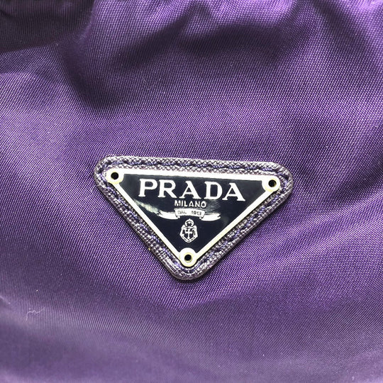 PRADA Pouch Nylon purple Triangle logo accessory case Women Used Authentic