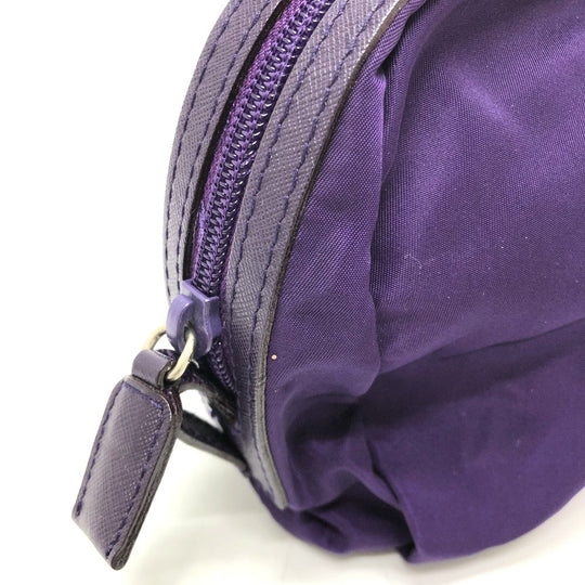 PRADA Pouch Nylon purple Triangle logo accessory case Women Used Authentic