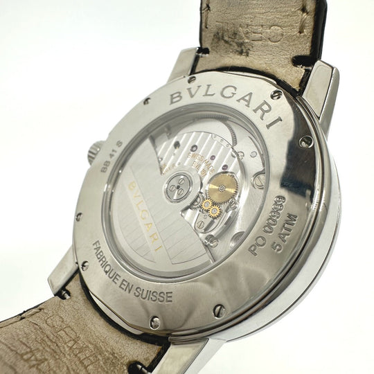 BVLGARI Watches Mechanical Automatic BB41WSLD Stainless Steel, Leather Belt Silver Bulgari Bulgari white dial mens Used Authentic