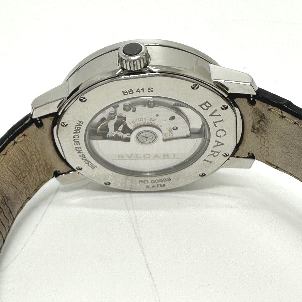 BVLGARI Watches Mechanical Automatic BB41WSLD Stainless Steel, Leather Belt Silver Bulgari Bulgari white dial mens Used Authentic
