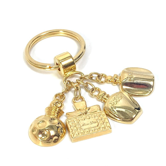Christian Dior key ring Gold Plated gold Perfume Bag charm Women Used Authentic