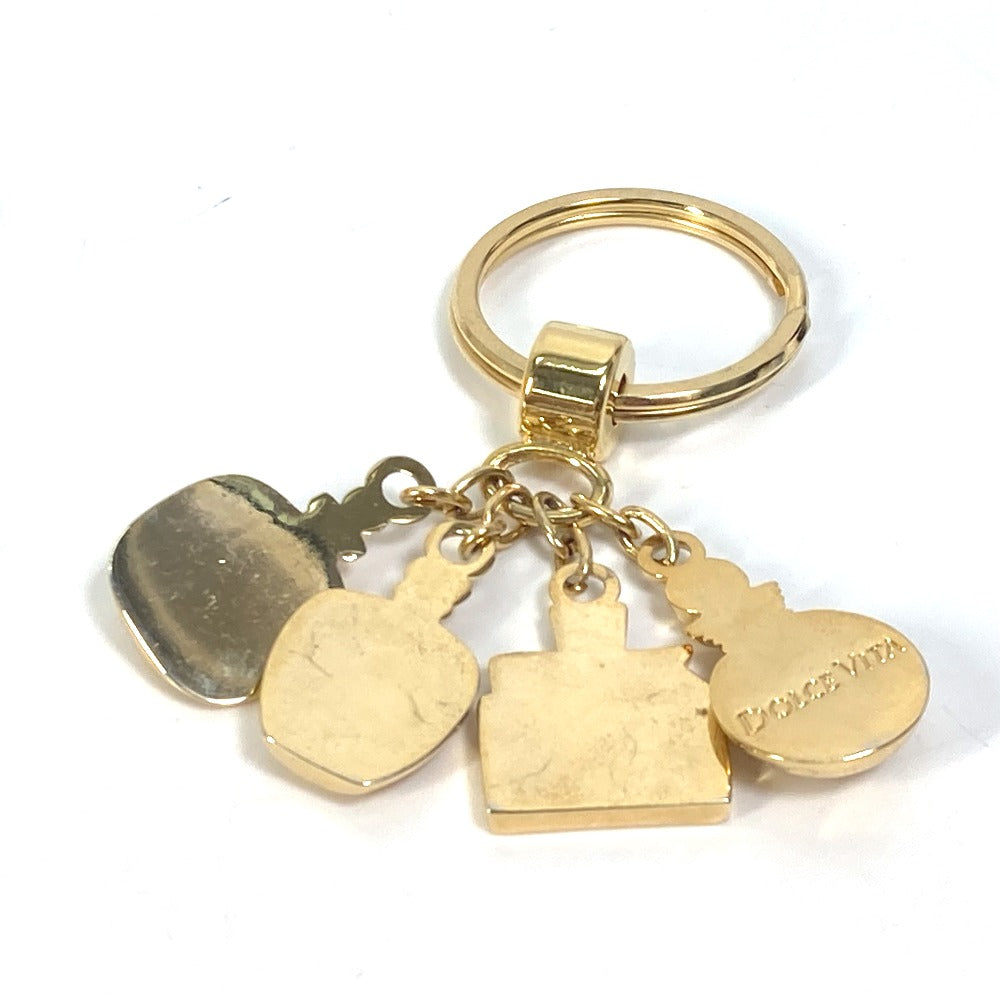 Christian Dior key ring Gold Plated gold Perfume Bag charm Women Used Authentic