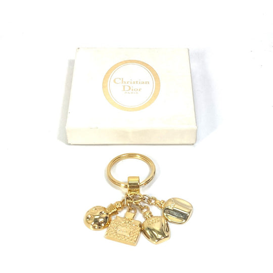 Christian Dior key ring Gold Plated gold Perfume Bag charm Women Used Authentic