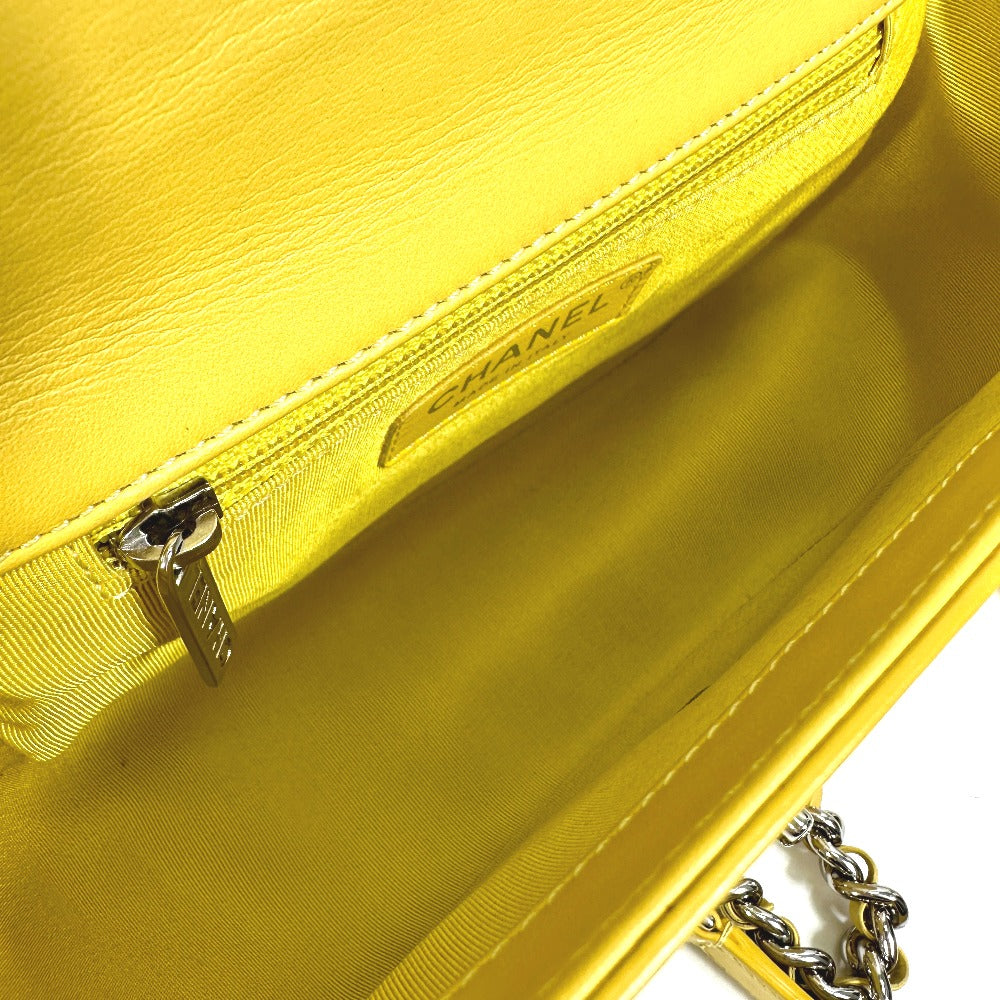 CHANEL Shoulder Bag Calfskin Yellow type CC COCO Mark stitch matelass Women Used Authentic