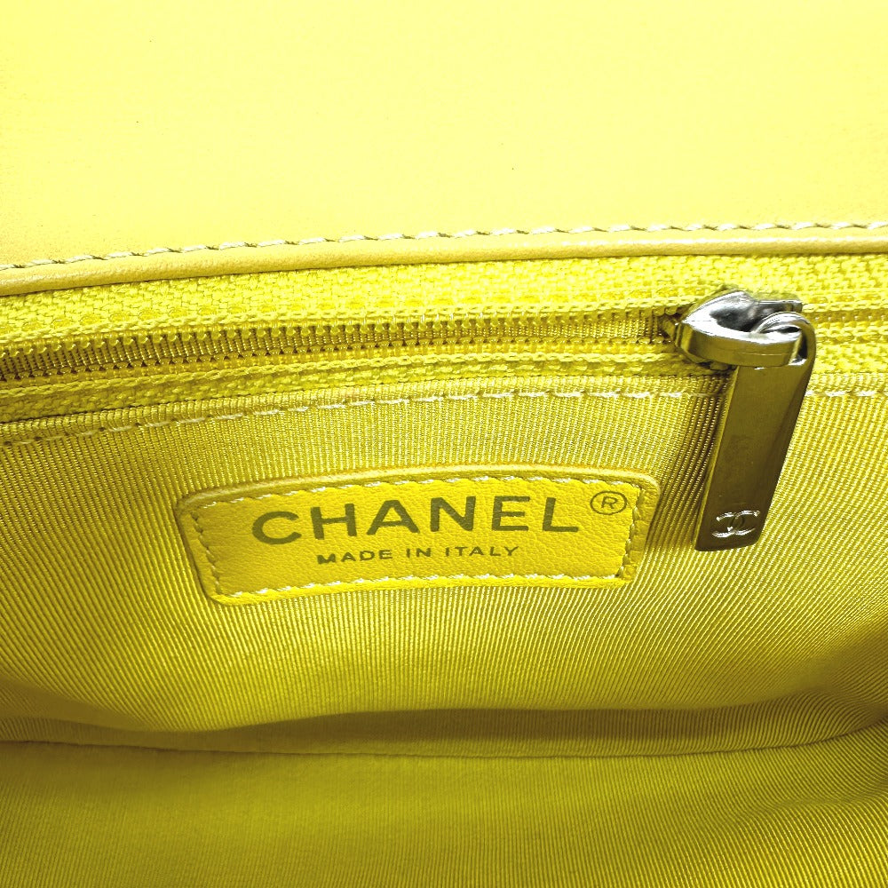 CHANEL Shoulder Bag Calfskin Yellow type CC COCO Mark stitch matelass Women Used Authentic