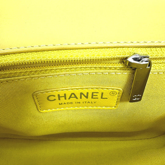 CHANEL Shoulder Bag Calfskin Yellow type CC COCO Mark stitch matelass Women Used Authentic