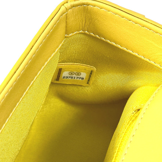 CHANEL Shoulder Bag Calfskin Yellow type CC COCO Mark stitch matelass Women Used Authentic