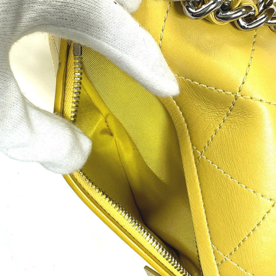 CHANEL Shoulder Bag Calfskin Yellow type CC COCO Mark stitch matelass Women Used Authentic
