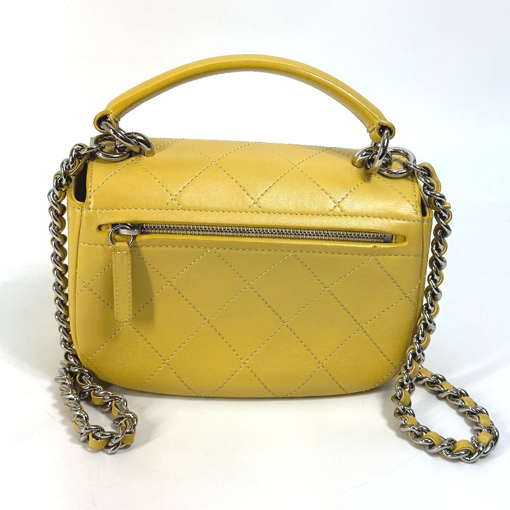 CHANEL Shoulder Bag Calfskin Yellow type CC COCO Mark stitch matelass Women Used Authentic