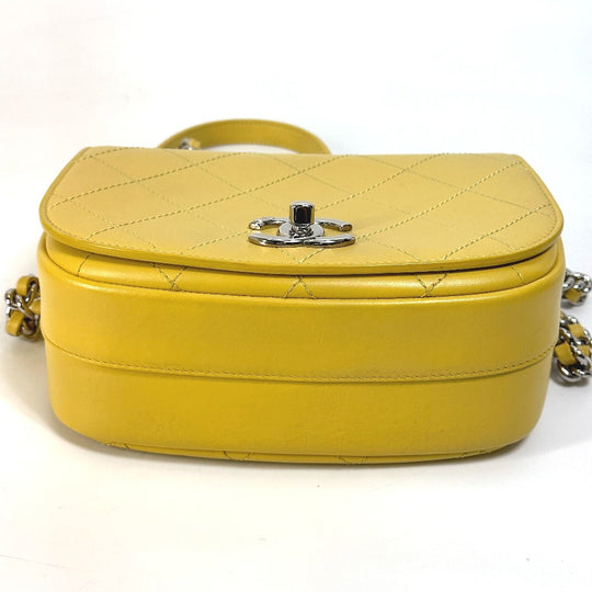 CHANEL Shoulder Bag Calfskin Yellow type CC COCO Mark stitch matelass Women Used Authentic