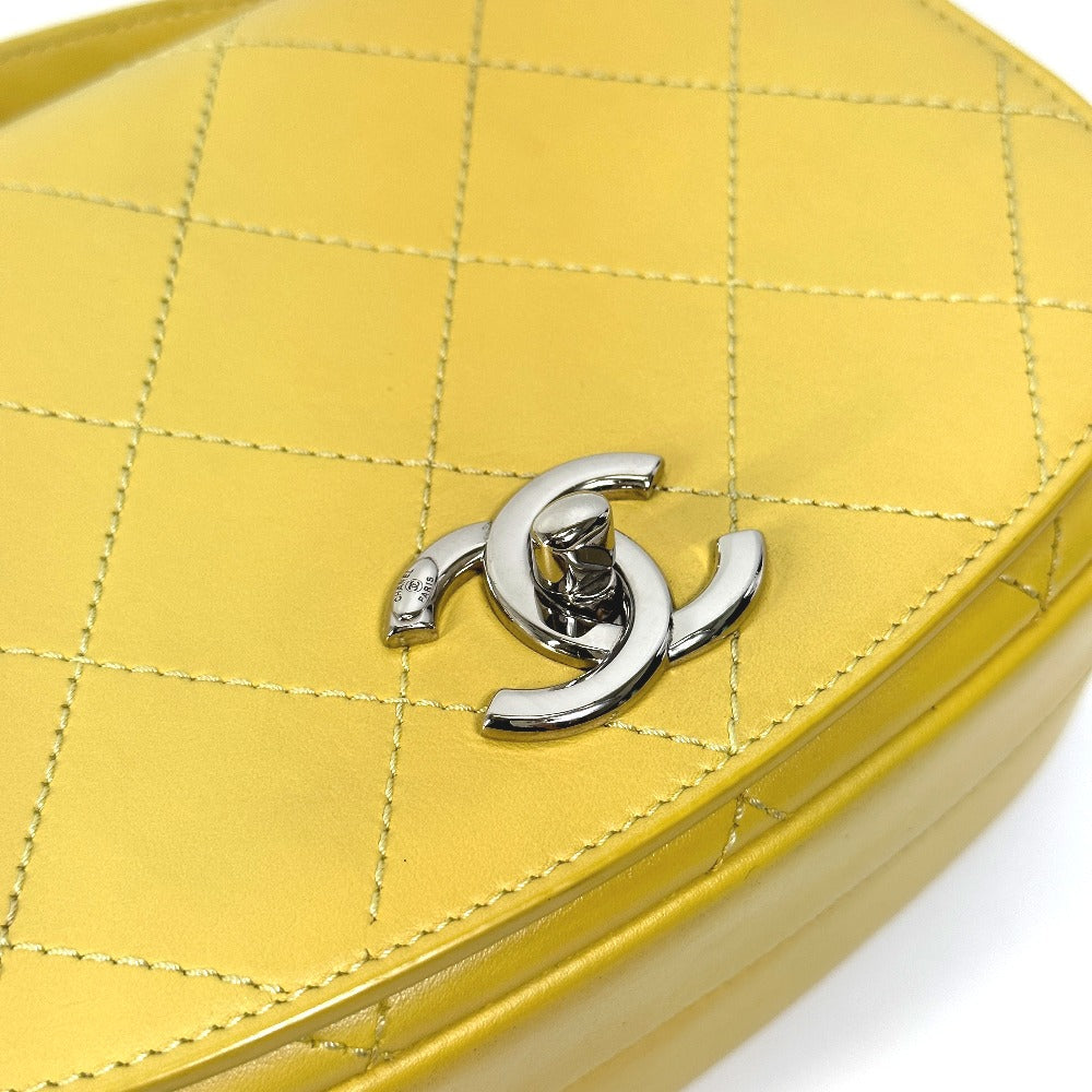 CHANEL Shoulder Bag Calfskin Yellow type CC COCO Mark stitch matelass Women Used Authentic