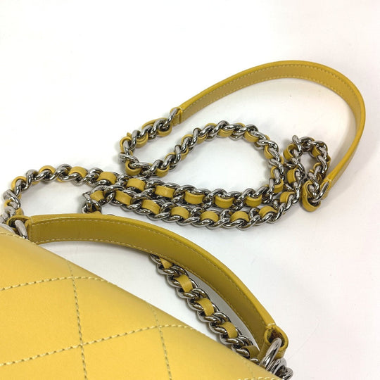 CHANEL Shoulder Bag Calfskin Yellow type CC COCO Mark stitch matelass Women Used Authentic