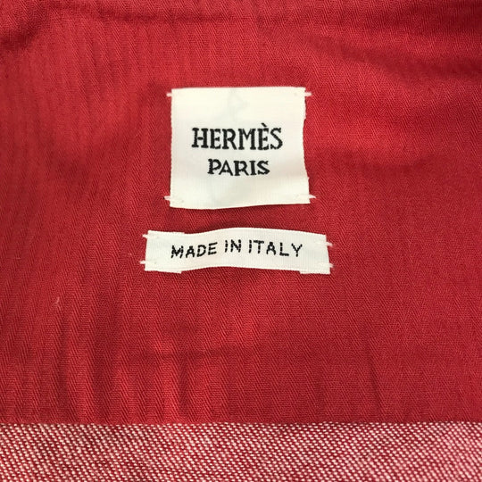 HERMES Denim Jacket Cotton, Elastane Red Serie button Long sleeve Women 36 Used Authentic
