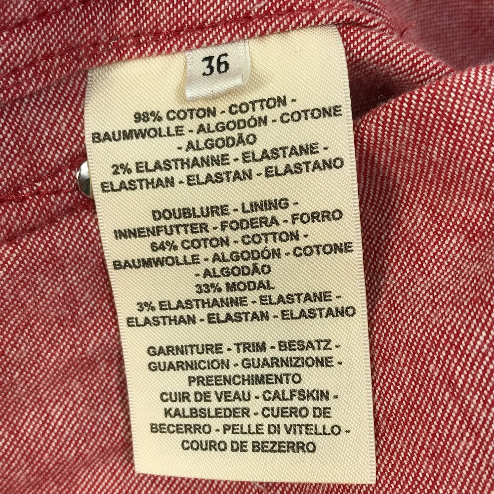 HERMES Denim Jacket Cotton, Elastane Red Serie button Long sleeve Women 36 Used Authentic