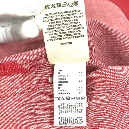HERMES Denim Jacket Cotton, Elastane Red Serie button Long sleeve Women 36 Used Authentic
