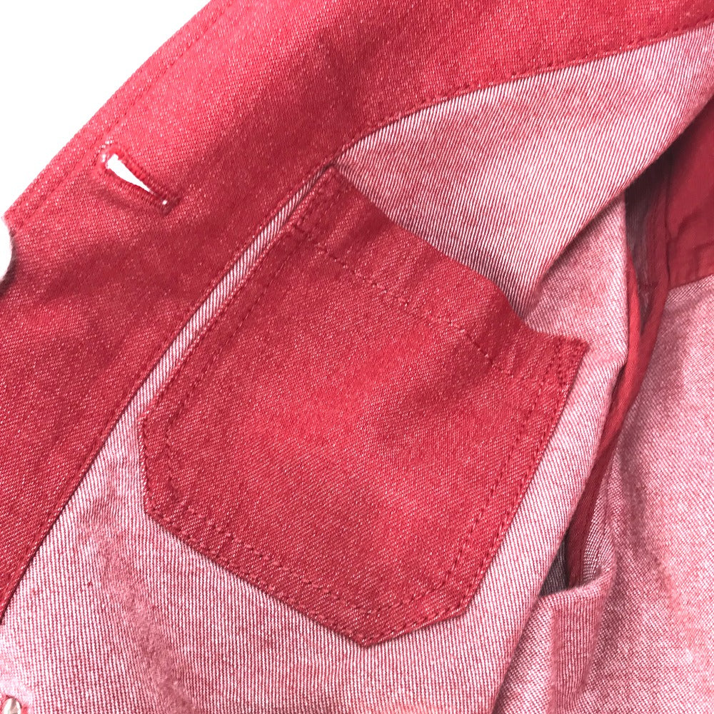 HERMES Denim Jacket Cotton, Elastane Red Serie button Long sleeve Women 36 Used Authentic