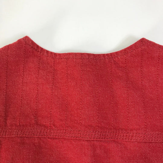 HERMES Denim Jacket Cotton, Elastane Red Serie button Long sleeve Women 36 Used Authentic