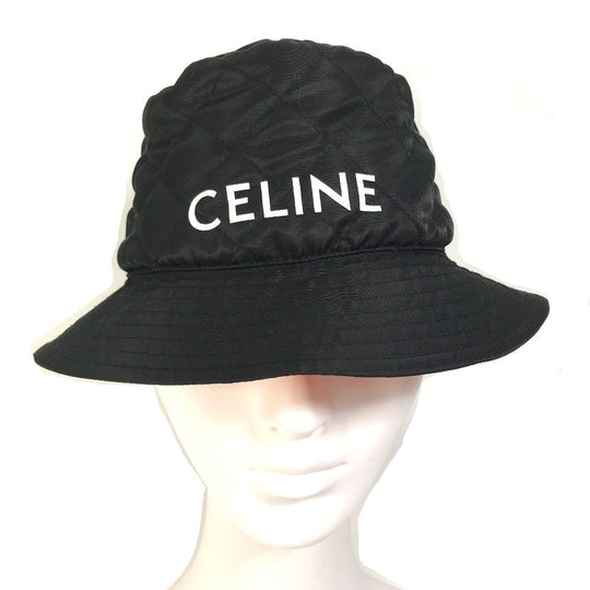 CELINE hat  2AUB0930C Nylon black logo quilting Women S/57 Used Authentic