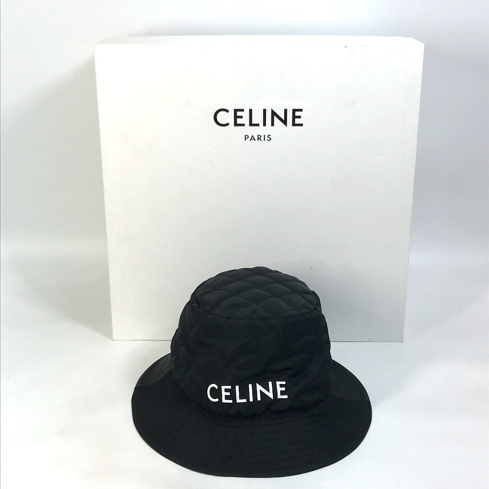 CELINE hat  2AUB0930C Nylon black logo quilting Women S/57 Used Authentic