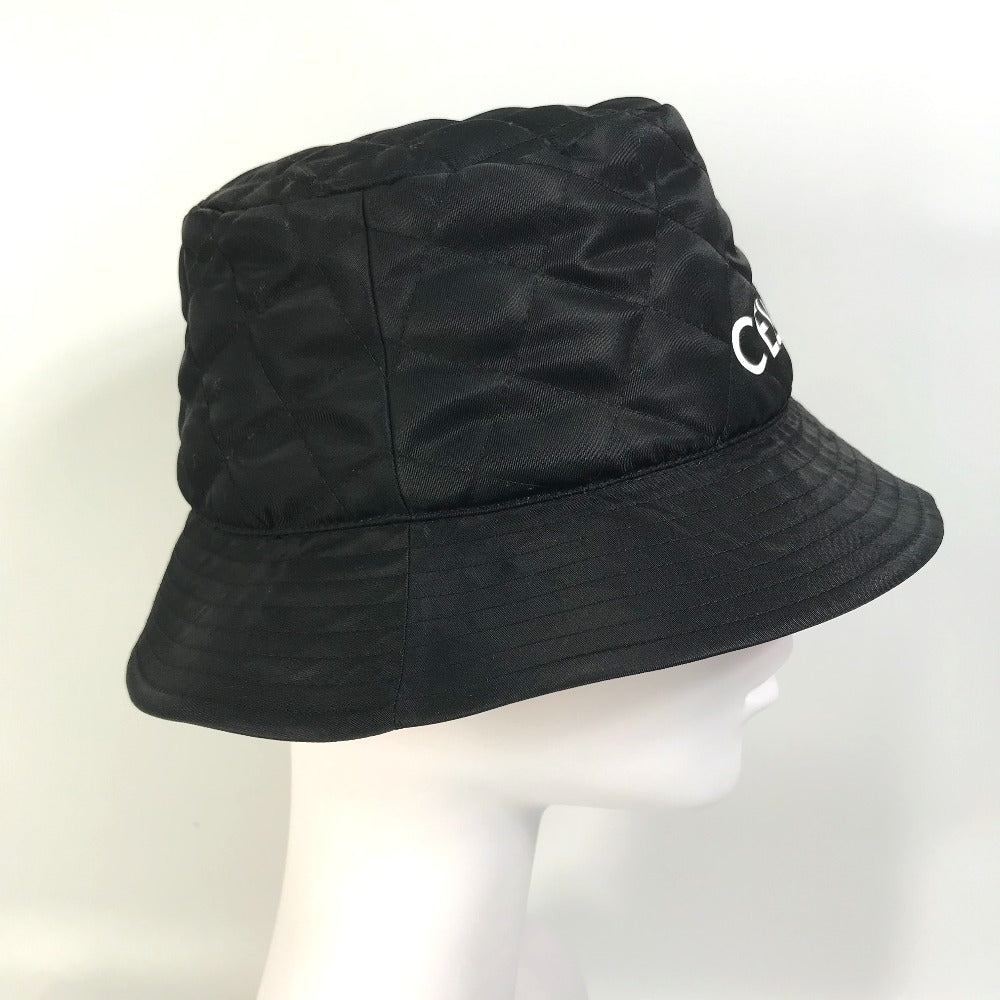 CELINE hat  2AUB0930C Nylon black logo quilting Women S/57 Used Authentic