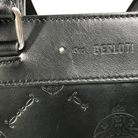 Berluti Tote Bag leather black logo Ulysse Small mens Used Authentic