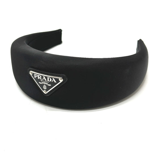 PRADA hair accessory Nylon black Triangle logo hair accessory Women Used Authentic