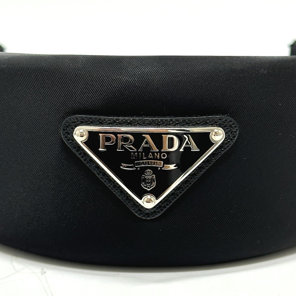PRADA hair accessory Nylon black Triangle logo hair accessory Women Used Authentic