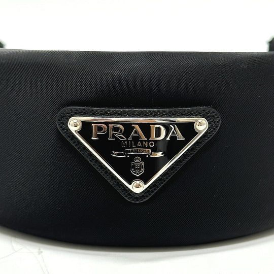 PRADA hair accessory Nylon black Triangle logo hair accessory Women Used Authentic
