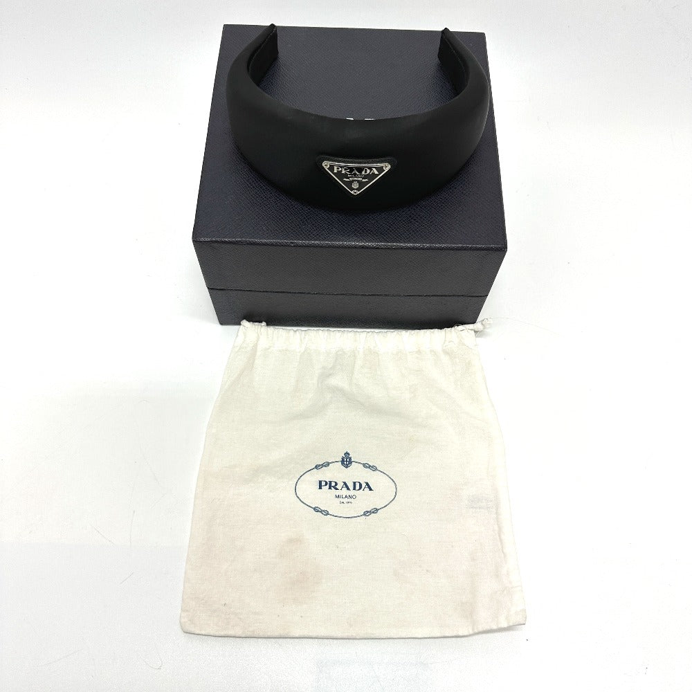 PRADA hair accessory Nylon black Triangle logo hair accessory Women Used Authentic