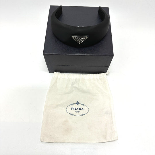 PRADA hair accessory Nylon black Triangle logo hair accessory Women Used Authentic
