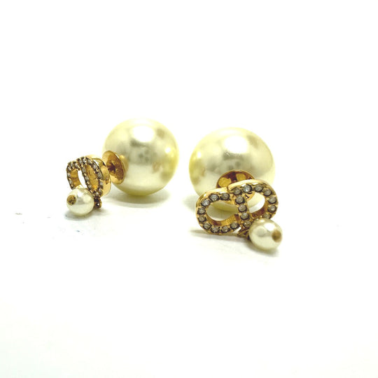 Dior Pierce Gold Plated gold logo CD Tribal Women Used Authentic