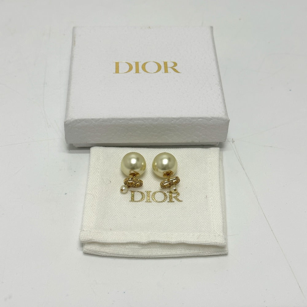 Dior Pierce Gold Plated gold logo CD Tribal Women Used Authentic