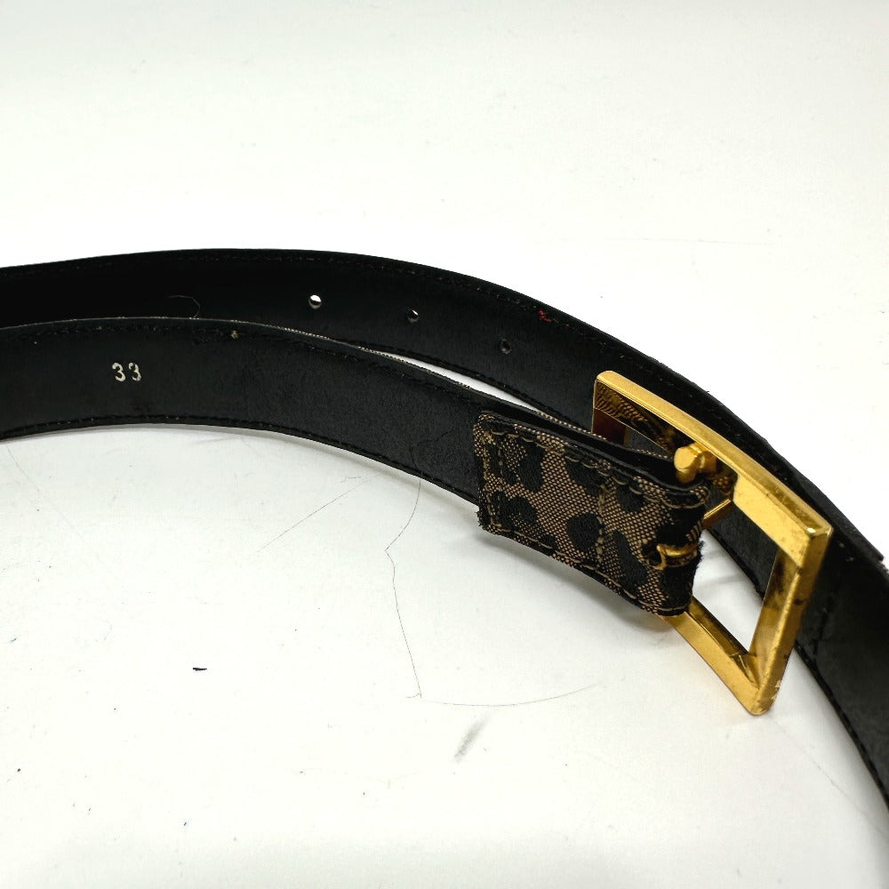 FENDI belt Canvas / leather Brown / Red Leopard Women 33 Used Authentic