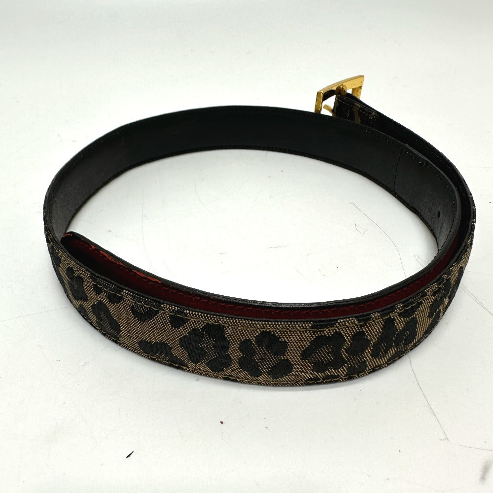 FENDI belt Canvas / leather Brown / Red Leopard Women 33 Used Authentic