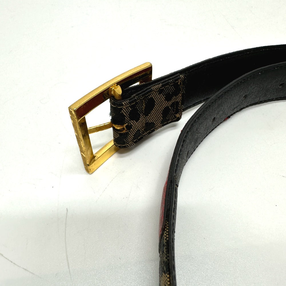 FENDI belt Canvas / leather Brown / Red Leopard Women 33 Used Authentic