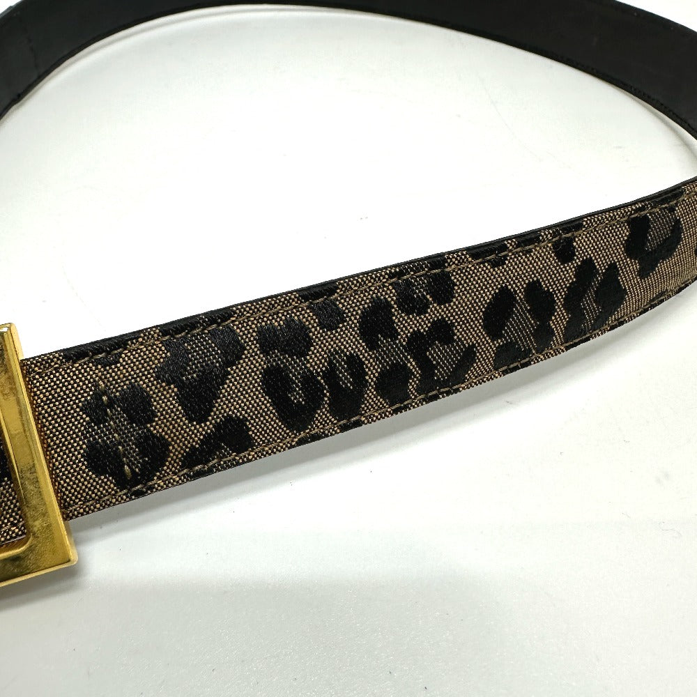 FENDI belt Canvas / leather Brown / Red Leopard Women 33 Used Authentic