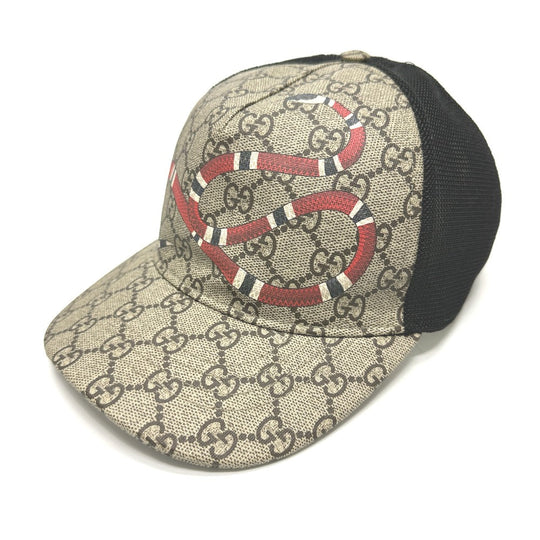 GUCCI cap 426887 GG Supreme Canvas beige Print GG mens 58 Used Authentic
