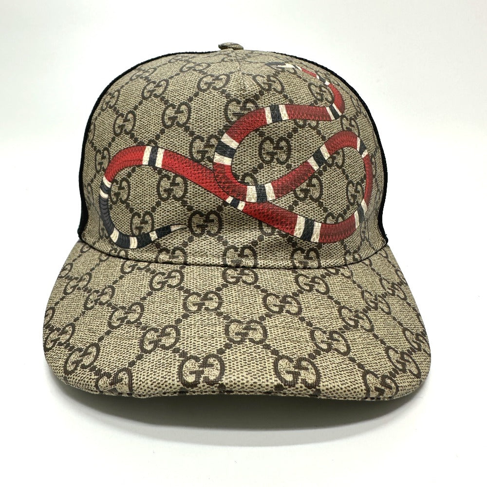 GUCCI cap 426887 GG Supreme Canvas beige Print GG mens 58 Used Authentic