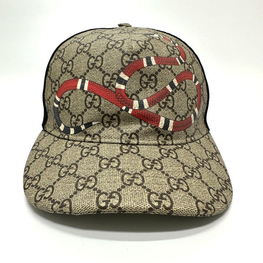 GUCCI cap 426887 GG Supreme Canvas beige Print GG mens 58 Used Authentic