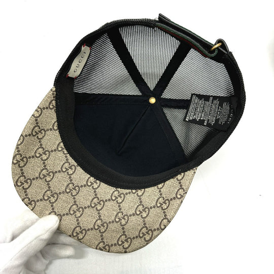 GUCCI cap 426887 GG Supreme Canvas beige Print GG mens 58 Used Authentic