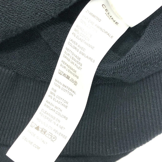 CELINE Hoodie 2Y468670Q cotton black logo laces Hoodie mens XS Used Authentic