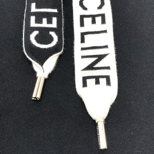 CELINE Hoodie 2Y468670Q cotton black logo laces Hoodie mens XS Used Authentic