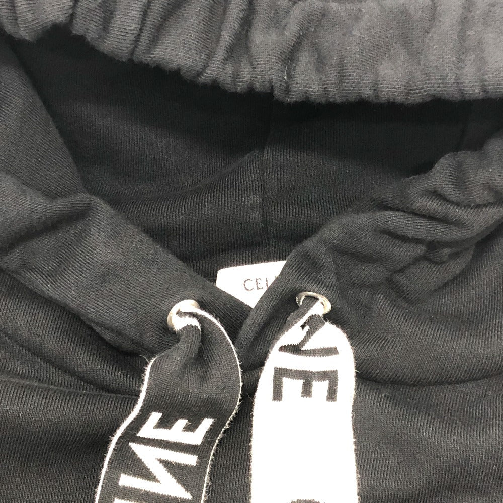 CELINE Hoodie 2Y468670Q cotton black logo laces Hoodie mens XS Used Authentic