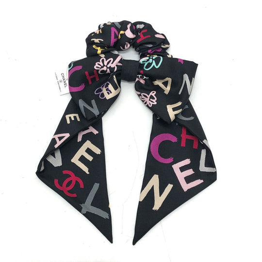 CHANEL hair accessory silk black Ribbon COCO Mark hair accessory Women Used Authentic