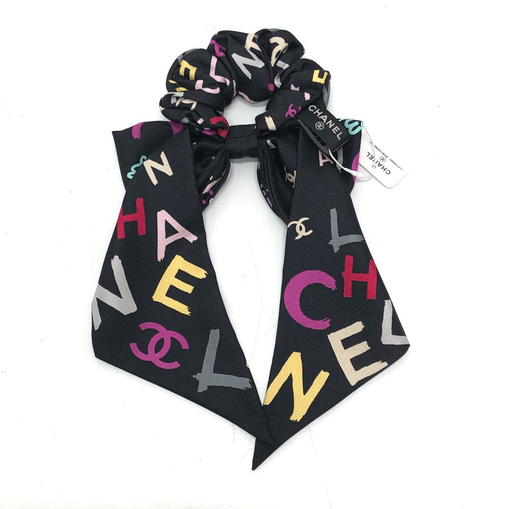 CHANEL hair accessory silk black Ribbon COCO Mark hair accessory Women Used Authentic