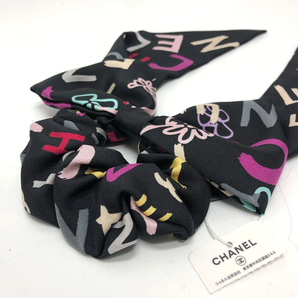 CHANEL hair accessory silk black Ribbon COCO Mark hair accessory Women Used Authentic