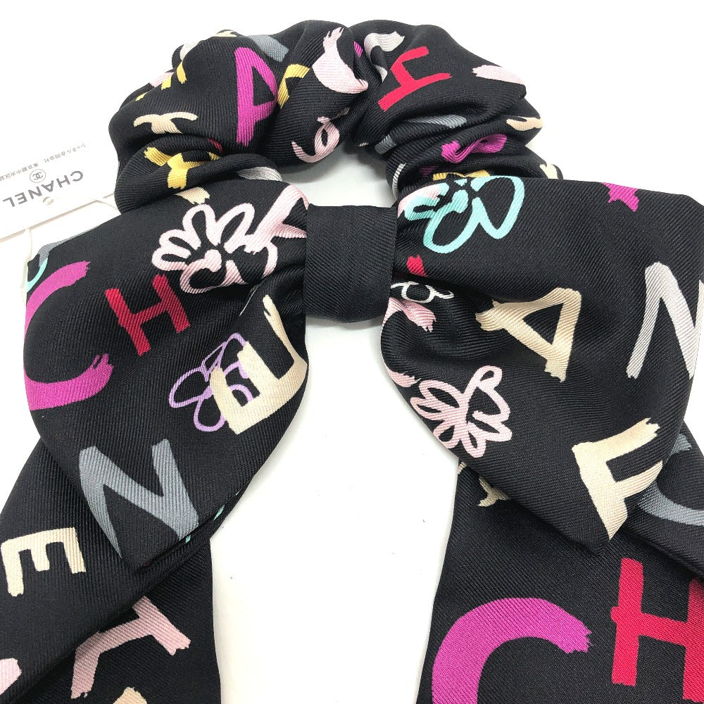 CHANEL hair accessory silk black Ribbon COCO Mark hair accessory Women Used Authentic